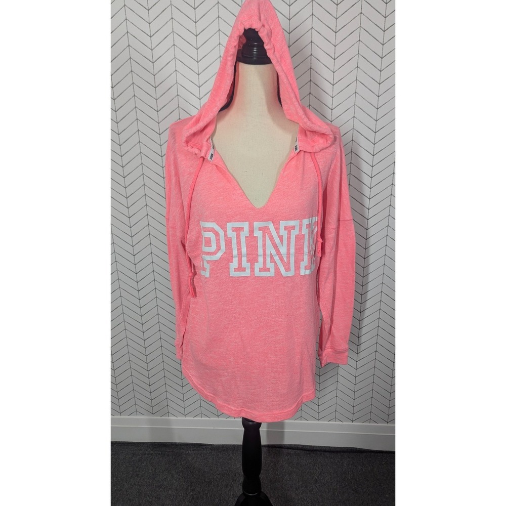 PINK‎ Victoria's Secret Hoodie Women Medium Pink Athleisure Cotton Blend Marled